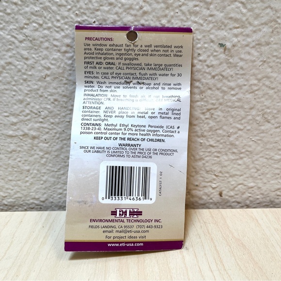 Art Supply. Catalyst; Hardener for Casting Resin. New. NWT. 1 fl oz. - Picture 4 of 4